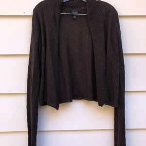 Eileen Fisher coffee brown open cardigan